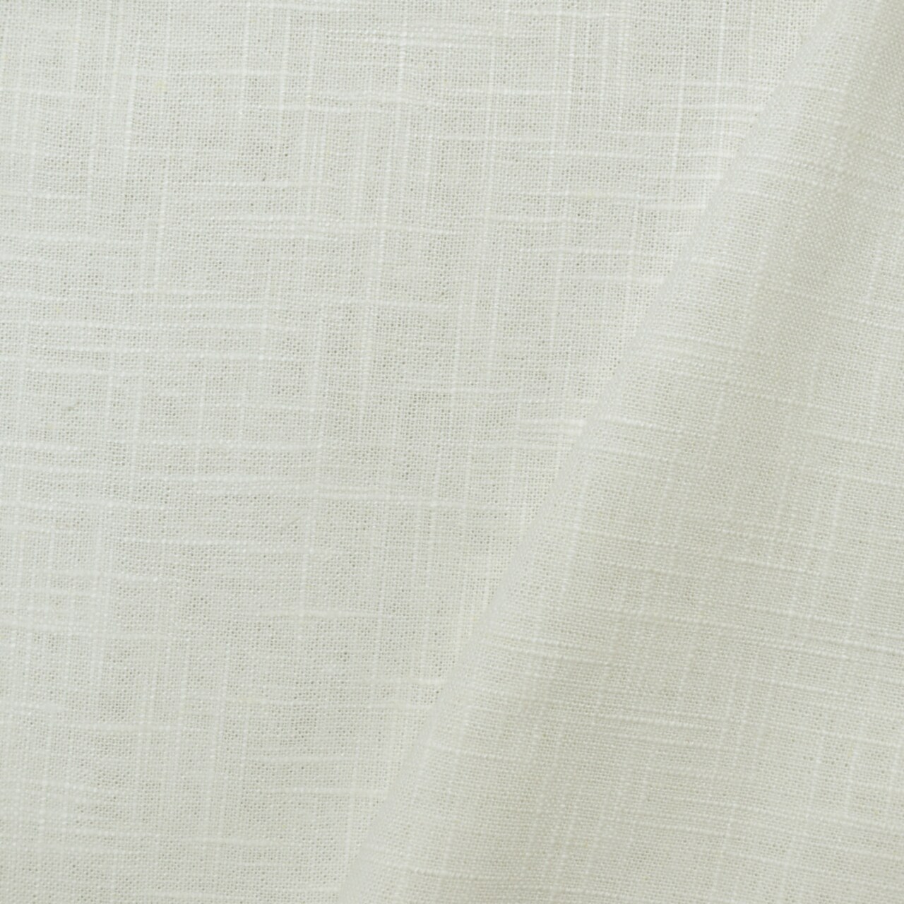 White Linen-Viscose Cross Hatch Slubbed Solid Hopsack Woven Fabric By the Yard